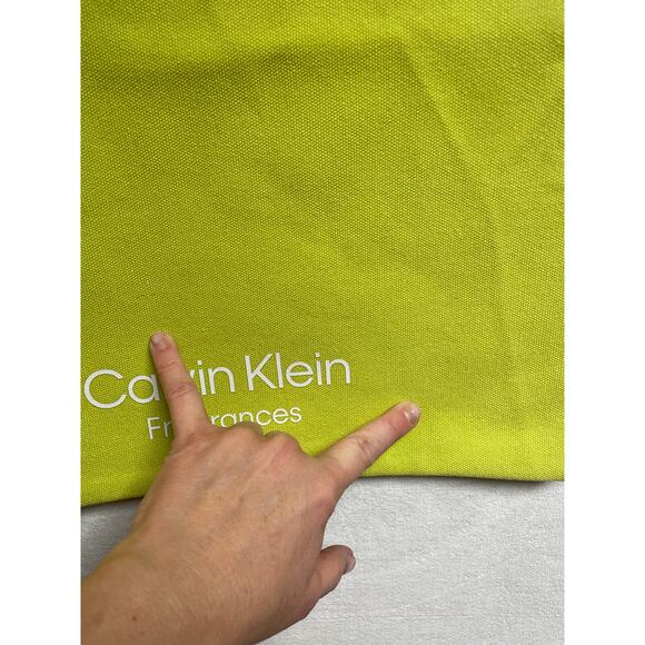 Calvin Klein fragrances canvas tote new with tag lime green - Picture 2 of 7
